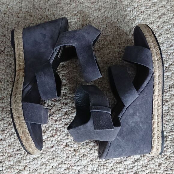 Balenciaga Grey Suede Three Strap Espadrille Wedge Sandals size 39.5 - Picture 3 of 12